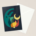 Rabbit and crescent moon Stationery Card Gallery Image 2