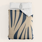 Abstract Maldives Leaves Minimalist Pattern in Mid Century Modern Navy Blue and Beige Comforter Gallery Image 6