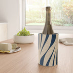 Abstract Maldives Leaves Minimalist Pattern in Mid Century Modern Navy Blue and Beige Wine Chiller Gallery Image 4
