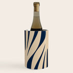 Abstract Maldives Leaves Minimalist Pattern in Mid Century Modern Navy Blue and Beige Wine Chiller Gallery Image 1