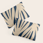 Abstract Maldives Leaves Minimalist Pattern in Mid Century Modern Navy Blue and Beige Pillow Sham Gallery Image 3