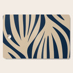 Abstract Maldives Leaves Minimalist Pattern in Mid Century Modern Navy Blue and Beige Cutting Board Gallery Image 1
