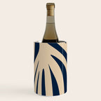 Abstract Maldives Leaves Minimalist Pattern in Mid Century Modern Navy Blue and Beige Wine Chiller Gallery Image 3