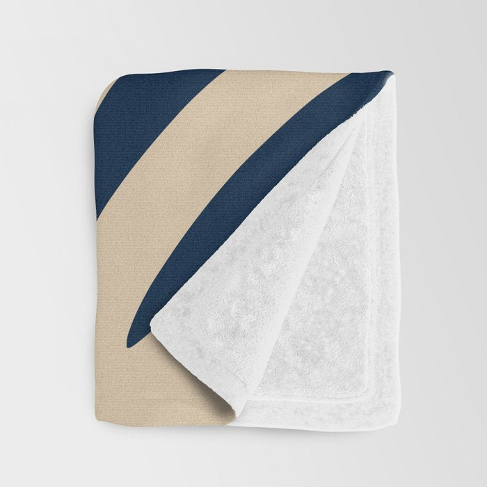 Abstract Maldives Leaves Minimalist Pattern in Mid Century Modern Navy Blue and Beige Throw Blanket Gallery Image 3
