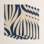 Abstract Maldives Leaves Minimalist Pattern in Mid Century Modern Navy Blue and Beige Wrapping Paper Gallery Image 3
