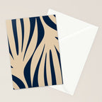Abstract Maldives Leaves Minimalist Pattern in Mid Century Modern Navy Blue and Beige Stationery Card Gallery Image 2