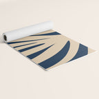 Abstract Maldives Leaves Minimalist Pattern in Mid Century Modern Navy Blue and Beige Yoga Mat Gallery Image 2