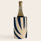 Abstract Maldives Leaves Minimalist Pattern in Mid Century Modern Navy Blue and Beige Wine Chiller Gallery Image 2