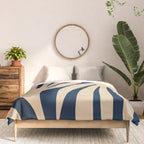 Abstract Maldives Leaves Minimalist Pattern in Mid Century Modern Navy Blue and Beige Comforter Gallery Image 3