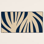 Abstract Maldives Leaves Minimalist Pattern in Mid Century Modern Navy Blue and Beige Desk Mat Gallery Image 3