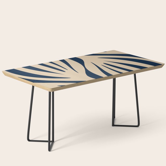Abstract Maldives Leaves Minimalist Pattern in Mid Century Modern Navy Blue and Beige Coffee Table Gallery Image 1
