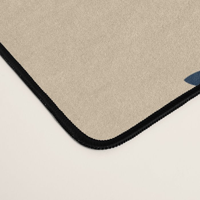 Abstract Maldives Leaves Minimalist Pattern in Mid Century Modern Navy Blue and Beige Desk Mat Gallery Image 4