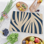 Abstract Maldives Leaves Minimalist Pattern in Mid Century Modern Navy Blue and Beige Cutting Board Gallery Image 2