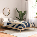 Abstract Maldives Leaves Minimalist Pattern in Mid Century Modern Navy Blue and Beige Comforter Gallery Image 2