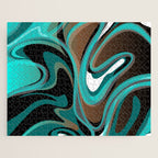 Liquify - Brown, Turquoise, Teal, Black, White Jigsaw Puzzle Gallery Image 1
