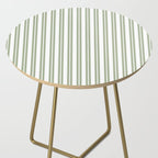 Sage Green and White Classic Double Striped Pattern  Side Table Gallery Image 2