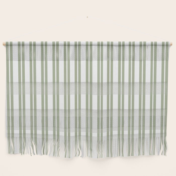 Sage Green and White Classic Double Striped Pattern  Wall Hanging Gallery Image 1