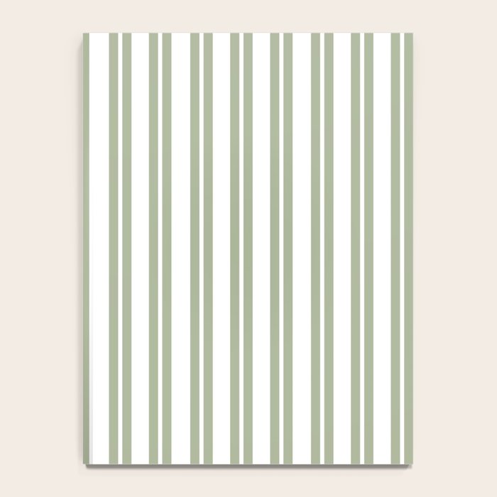 Sage Green and White Classic Double Striped Pattern  Notebook Gallery Image 4