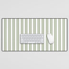 Sage Green and White Classic Double Striped Pattern  Desk Mat Gallery Image 1