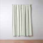 Sage Green and White Classic Double Striped Pattern  Window Curtain Gallery Image 3