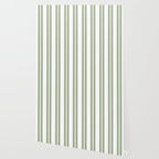 Sage Green and White Classic Double Striped Pattern  Wallpaper Gallery Image 2