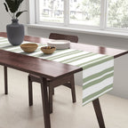 Sage Green and White Classic Double Striped Pattern  Table Runner Gallery Image 2