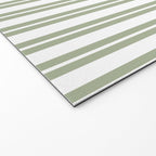 Sage Green and White Classic Double Striped Pattern  Welcome Mat Gallery Image 2
