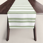 Sage Green and White Classic Double Striped Pattern  Table Runner Gallery Image 1