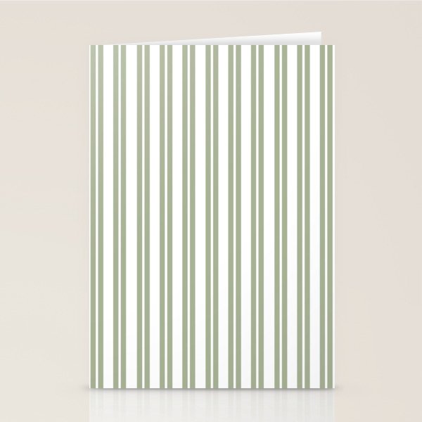 Sage Green and White Classic Double Striped Pattern  Stationery Card Gallery Image 2