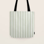 Sage Green and White Classic Double Striped Pattern  Tote Bag Gallery Image 1