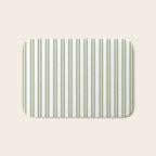 Sage Green and White Classic Double Striped Pattern  Bath Mat Gallery Image 1