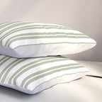 Sage Green and White Classic Double Striped Pattern  Pillow Sham Gallery Image 3