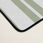 Sage Green and White Classic Double Striped Pattern  Desk Mat Gallery Image 4