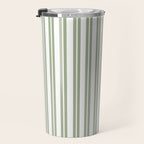 Sage Green and White Classic Double Striped Pattern  Travel Mug Gallery Image 3