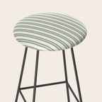 Sage Green and White Classic Double Striped Pattern  Stool Gallery Image 2