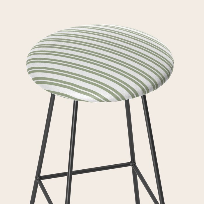 Sage Green and White Classic Double Striped Pattern  Stool Gallery Image 2