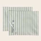 Sage Green and White Classic Double Striped Pattern  Placemat Gallery Image 1