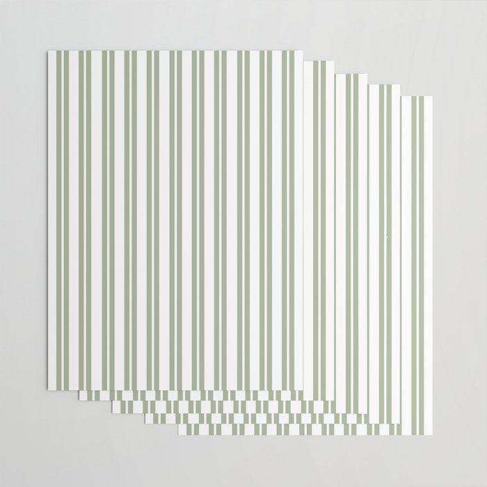 Sage Green and White Classic Double Striped Pattern  Wrapping Paper Gallery Image 3