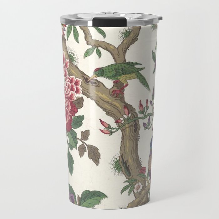 18th Century Chinoiserie Magpie Ivory Peony Garden Travel Mug Gallery Image 1
