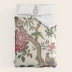 18th Century Chinoiserie Magpie Ivory Peony Garden Comforter Gallery Image 6