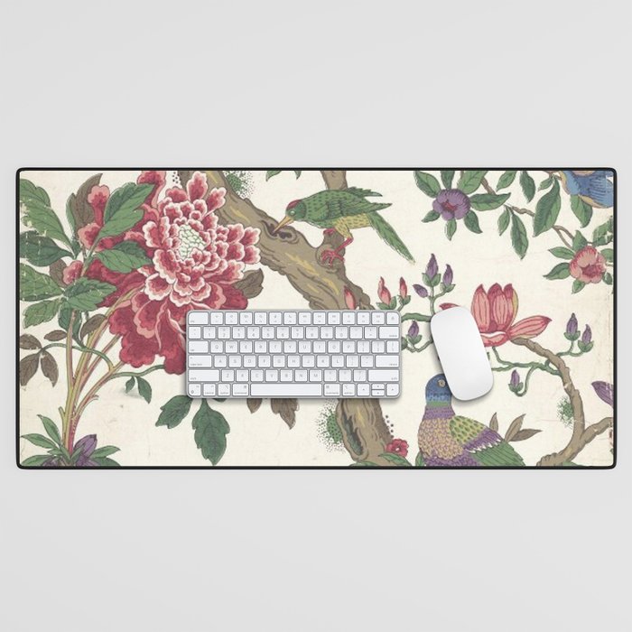 18th Century Chinoiserie Magpie Ivory Peony Garden Desk Mat Gallery Image 1