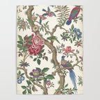 18th Century Chinoiserie Magpie Ivory Peony Garden Poster Gallery Image 4
