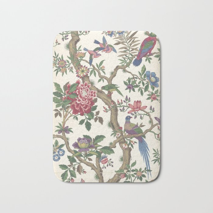 18th Century Chinoiserie Magpie Ivory Peony Garden Bath Mat Gallery Image 1
