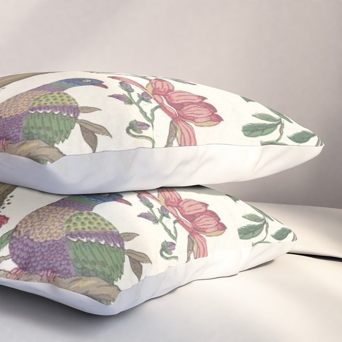 18th Century Chinoiserie Magpie Ivory Peony Garden Pillow Sham Gallery Image 3