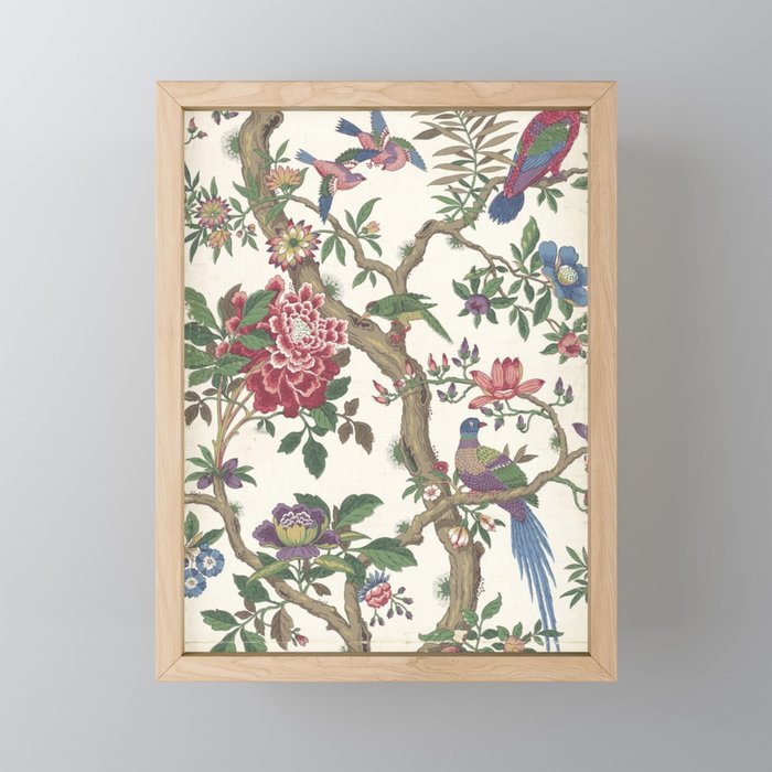 18th Century Chinoiserie Magpie Ivory Peony Garden Mini Art Print Gallery Image 1