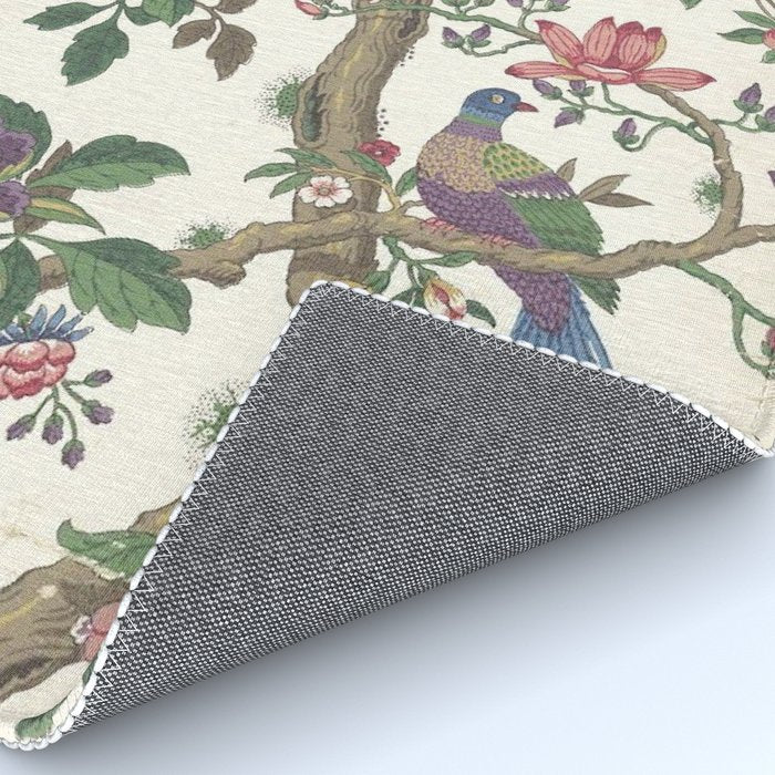 18th Century Chinoiserie Magpie Ivory Peony Garden Rug Gallery Image 4