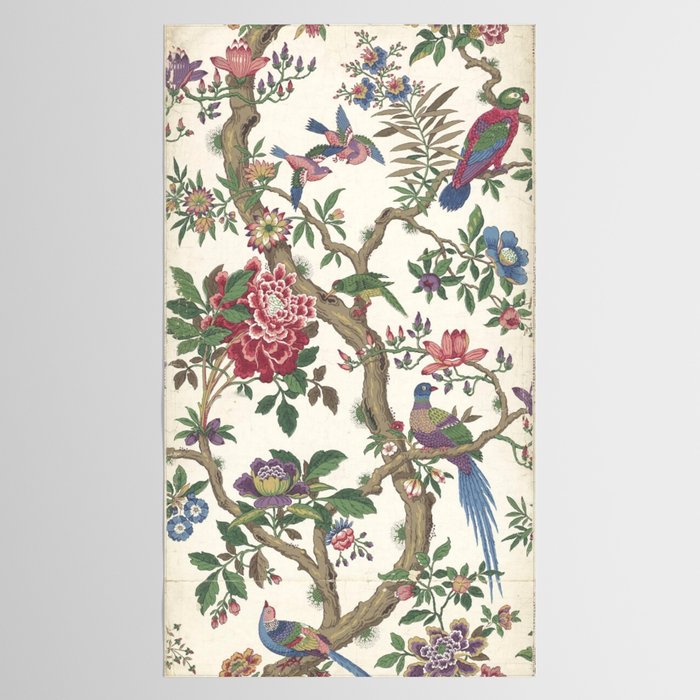 18th Century Chinoiserie Magpie Ivory Peony Garden Tablecloth Gallery Image 2