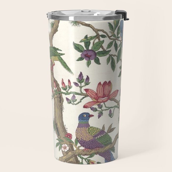 18th Century Chinoiserie Magpie Ivory Peony Garden Travel Mug Gallery Image 2