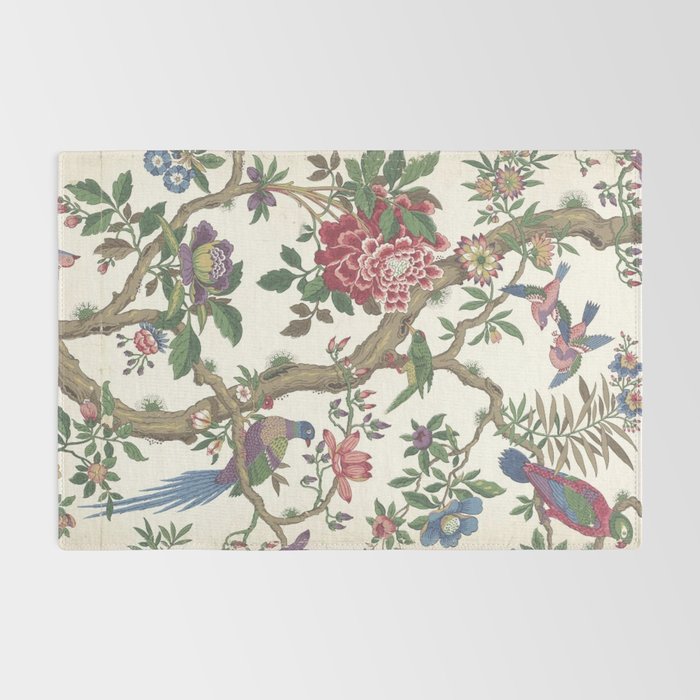18th Century Chinoiserie Magpie Ivory Peony Garden Rug Gallery Image 2