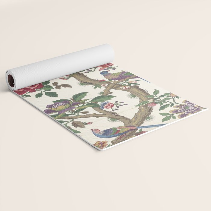 18th Century Chinoiserie Magpie Ivory Peony Garden Yoga Mat Gallery Image 2